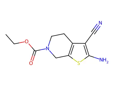 ethyl 2-amino-3-cyano-4,7-dihydrothieno[2,3-c]pyridine-6(5H)-carboxylate structure