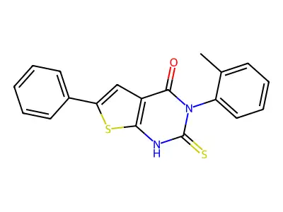 3-(2-methylphenyl)-6-phenyl-2-sulfanyl-3H,4H-thieno[2,3-d]pyrimidin-4-one structure