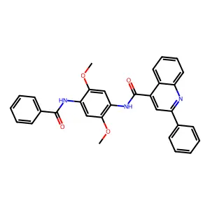 N-(4-benzamido-2,5-dimethoxyphenyl)-2-phenylquinoline-4-carboxamide structure