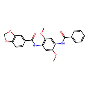 N-(4-benzamido-2,5-dimethoxyphenyl)-1,3-benzodioxole-5-carboxamide structure