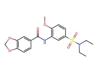 N-[5-(diethylsulfamoyl)-2-methoxyphenyl]-1,3-benzodioxole-5-carboxamide structure
