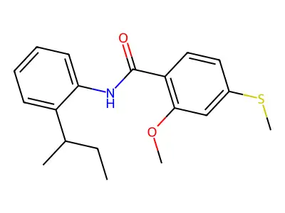N-[2-(butan-2-yl)phenyl]-2-methoxy-4-(methylsulfanyl)benzamide structure