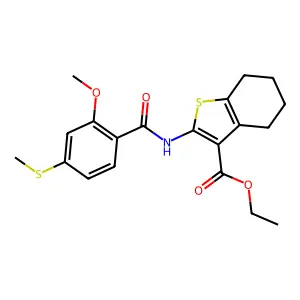 ethyl 2-({[2-methoxy-4-(methylsulfanyl)phenyl]carbonyl}amino)-4,5,6,7-tetrahydro-1-benzothiophene-3-carboxylate structure