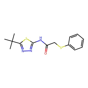 N-(5-tert-butyl-1,3,4-thiadiazol-2-yl)-2-phenylsulfanylacetamide structure