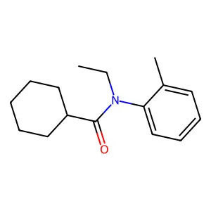 N-ethyl-N-(2-methylphenyl)cyclohexanecarboxamide structure