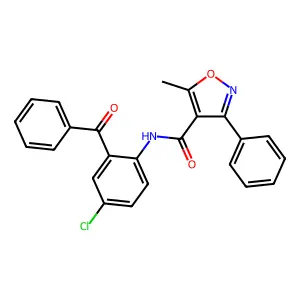 N-(2-benzoyl-4-chlorophenyl)-5-methyl-3-phenyl-1,2-oxazole-4-carboxamide structure