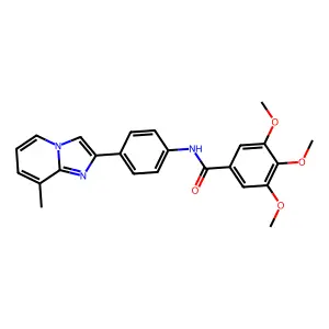 3,4,5-trimethoxy-N-(4-(8-methylimidazo(1,2-a)pyridin-2-yl)phenyl)benzamide structure