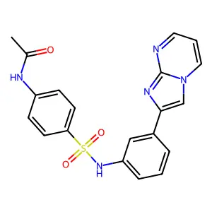 N-[4-[(3-imidazo[1,2-a]pyrimidin-2-ylphenyl)sulfamoyl]phenyl]acetamide structure