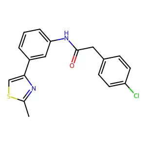 2-(4-chlorophenyl)-N-[3-(2-methyl-1,3-thiazol-4-yl)phenyl]acetamide structure