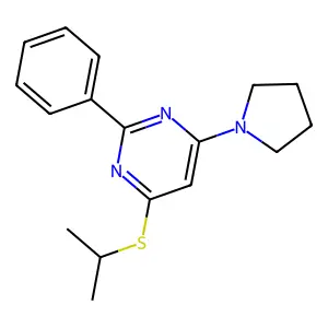 Isopropyl 2-phenyl-6-(1-pyrrolidinyl)-4-pyrimidinyl sulfide structure