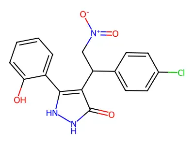 4-[1-(4-Chlorophenyl)-2-nitroethyl]-5-(2-hydroxyphenyl)-1,2-dihydropyrazol-3-one structure