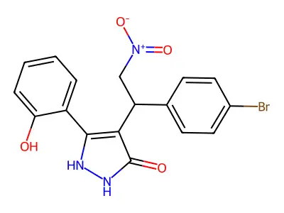 4-{1-(4-bromophenyl)-2-nitroethyl}-3-(2-hydroxyphenyl)-1H-pyrazol-5-ol structure