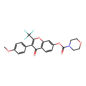 3-(4-methoxyphenyl)-4-oxo-2-(trifluoromethyl)-4H-chromen-7-yl morpholine-4-carboxylate structure