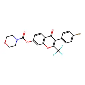 3-(4-bromophenyl)-4-oxo-2-(trifluoromethyl)-4H-chromen-7-yl morpholine-4-carboxylate structure