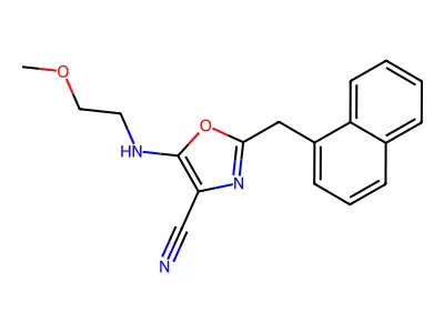 5-(2-Methoxyethylamino)-2-(naphthalen-1-ylmethyl)-1,3-oxazole-4-carbonitrile structure