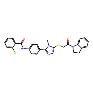 2-chloro-N-[4-(5-{[2-(2,3-dihydro-1H-indol-1-yl)-2-oxoethyl]sulfanyl}-4-methyl-4H-1,2,4-triazol-3-yl)phenyl]benzamide structure