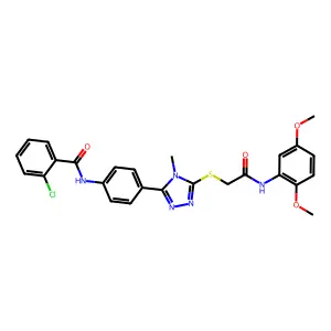 2-chloro-N-[4-[5-[2-(2,5-dimethoxyanilino)-2-oxoethyl]sulfanyl-4-methyl-1,2,4-triazol-3-yl]phenyl]benzamide structure