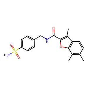 3,6,7-trimethyl-N-[(4-sulfamoylphenyl)methyl]-1-benzofuran-2-carboxamide structure