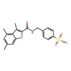 3,4,6-trimethyl-N-[(4-sulfamoylphenyl)methyl]-1-benzofuran-2-carboxamide structure