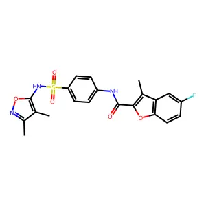N-[4-[(3,4-dimethyl-1,2-oxazol-5-yl)sulfamoyl]phenyl]-5-fluoro-3-methyl-1-benzofuran-2-carboxamide structure