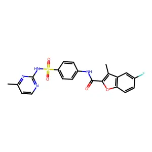 5-fluoro-3-methyl-N-{4-[(4-methylpyrimidin-2-yl)sulfamoyl]phenyl}-1-benzofuran-2-carboxamide structure