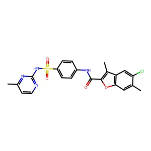 5-chloro-3,6-dimethyl-N-{4-[(4-methylpyrimidin-2-yl)sulfamoyl]phenyl}-1-benzofuran-2-carboxamide structure
