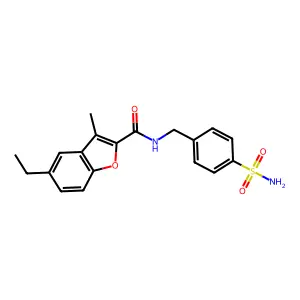 5-ethyl-3-methyl-N-[(4-sulfamoylphenyl)methyl]-1-benzofuran-2-carboxamide structure