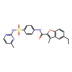 5-ethyl-3-methyl-N-{4-[(4-methylpyrimidin-2-yl)sulfamoyl]phenyl}-1-benzofuran-2-carboxamide structure