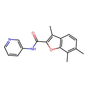 3,6,7-trimethyl-N-(3-pyridinyl)-1-benzofuran-2-carboxamide structure