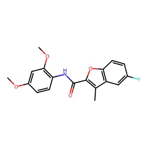 N-(2,4-dimethoxyphenyl)-5-fluoro-3-methyl-1-benzofuran-2-carboxamide structure