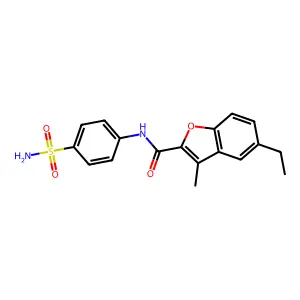 5-ethyl-3-methyl-N-(4-sulfamoylphenyl)-1-benzofuran-2-carboxamide structure