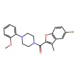 2-{4-[(5-bromo-3-methyl-1-benzofuran-2-yl)carbonyl]-1-piperazinyl}phenyl methyl ether structure