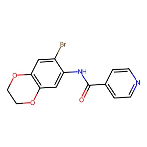 N-(6-bromo-2,3-dihydro-1,4-benzodioxin-7-yl)pyridine-4-carboxamide structure