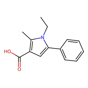 1-Ethyl-2-methyl-5-phenyl-1H-pyrrole-3-carboxylic acid structure