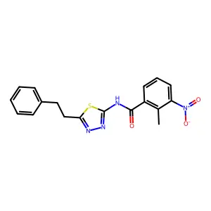 2-methyl-3-nitro-N-(5-phenethyl-1,3,4-thiadiazol-2-yl)benzamide structure