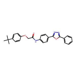 2-(4-tert-butylphenoxy)-N-[4-(5-phenyl-1,3,4-oxadiazol-2-yl)phenyl]acetamide structure