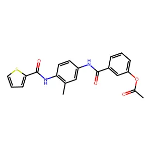 3-({3-Methyl-4-[(thiophen-2-ylcarbonyl)amino]phenyl}carbamoyl)phenyl acetate structure