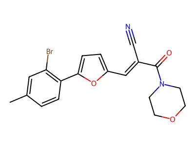 (2E)-3-[5-(2-bromo-4-methylphenyl)furan-2-yl]-2-(morpholin-4-ylcarbonyl)prop-2-enenitrile structure
