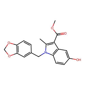methyl 1-(1,3-benzodioxol-5-ylmethyl)-5-hydroxy-2-methyl-1H-indole-3-carboxylate structure