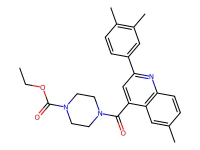 ethyl 4-(2-(3,4-dimethylphenyl)-6-methylquinoline-4-carbonyl)piperazine-1-carboxylate structure