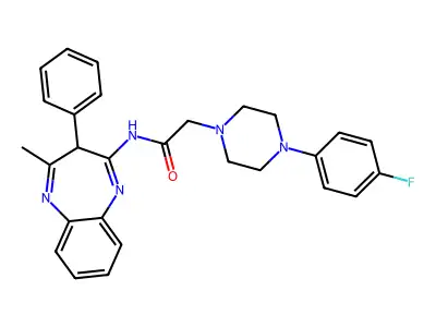 2-[4-(4-fluorophenyl)piperazin-1-yl]-N-(4-methyl-3-phenyl-3H-1,5-benzodiazepin-2-yl)acetamide structure