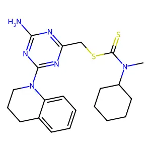 [4-amino-6-(3,4-dihydroquinolin-1(2H)-yl)-1,3,5-triazin-2-yl]methyl cyclohexyl(methyl)carbamodithioate structure