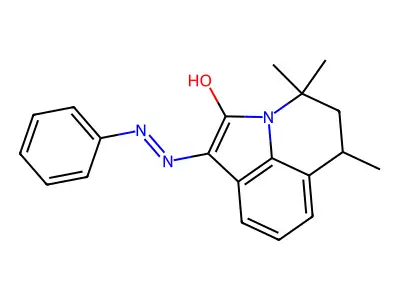 (1E)-4,4,6-trimethyl-1-(2-phenylhydrazinylidene)-5,6-dihydro-4H-pyrrolo[3,2,1-ij]quinolin-2(1H)-one structure