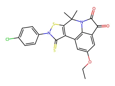 9-(4-chlorophenyl)-2-ethoxy-7,7-dimethyl-10-thioxo-9,10-dihydro-7H-pyrrolo[3,2,1-ij][1,2]thiazolo[5,4-c]quinoline-4,5-dione structure