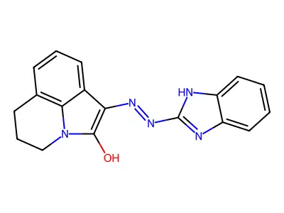 (1Z)-1-[2-(1H-benzimidazol-2-yl)hydrazinylidene]-5,6-dihydro-4H-pyrrolo[3,2,1-ij]quinolin-2(1H)-one structure