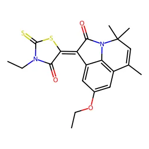 (1Z)-8-ethoxy-1-(3-ethyl-4-oxo-2-thioxo-1,3-thiazolidin-5-ylidene)-4,4,6-trimethyl-4H-pyrrolo[3,2,1-ij]quinolin-2(1H)-one structure