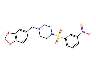 1-(1,3-Benzodioxol-5-ylmethyl)-4-[(3-nitrophenyl)sulfonyl]piperazine structure