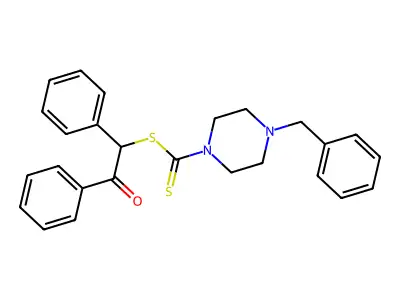 2-Oxo-1,2-diphenylethyl 4-benzylpiperazine-1-carbodithioate structure