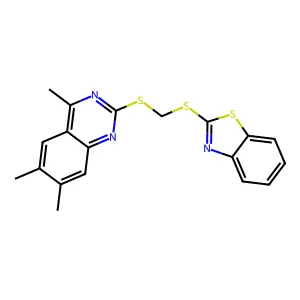 2-{[(1,3-Benzothiazol-2-ylsulfanyl)methyl]sulfanyl}-4,6,7-trimethylquinazoline structure