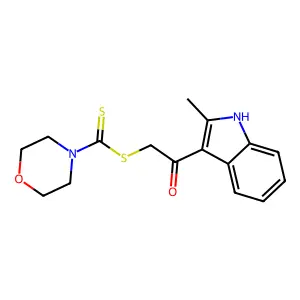 2-(2-methyl-1H-indol-3-yl)-2-oxoethyl morpholine-4-carbodithioate structure
